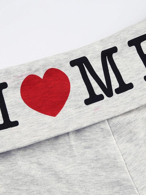 Women's Letter & Heart Print Drop Waist Skinny Shorts, Casual Comfy Breathable High Stretch Shorts for Daily Wear,  Shorts for Women, Ladies Summer Bottoms